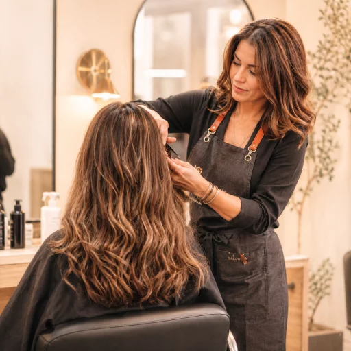 Coiffeuse au travail dans un salon